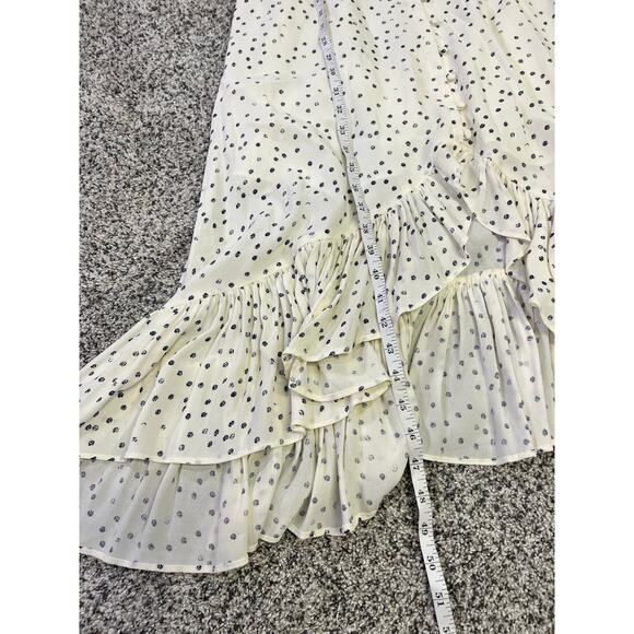 Rails Frida Speckled Dot High-Low Midi Slip Dress, Womens M, White/Black Ruffles - Picture 15 of 16